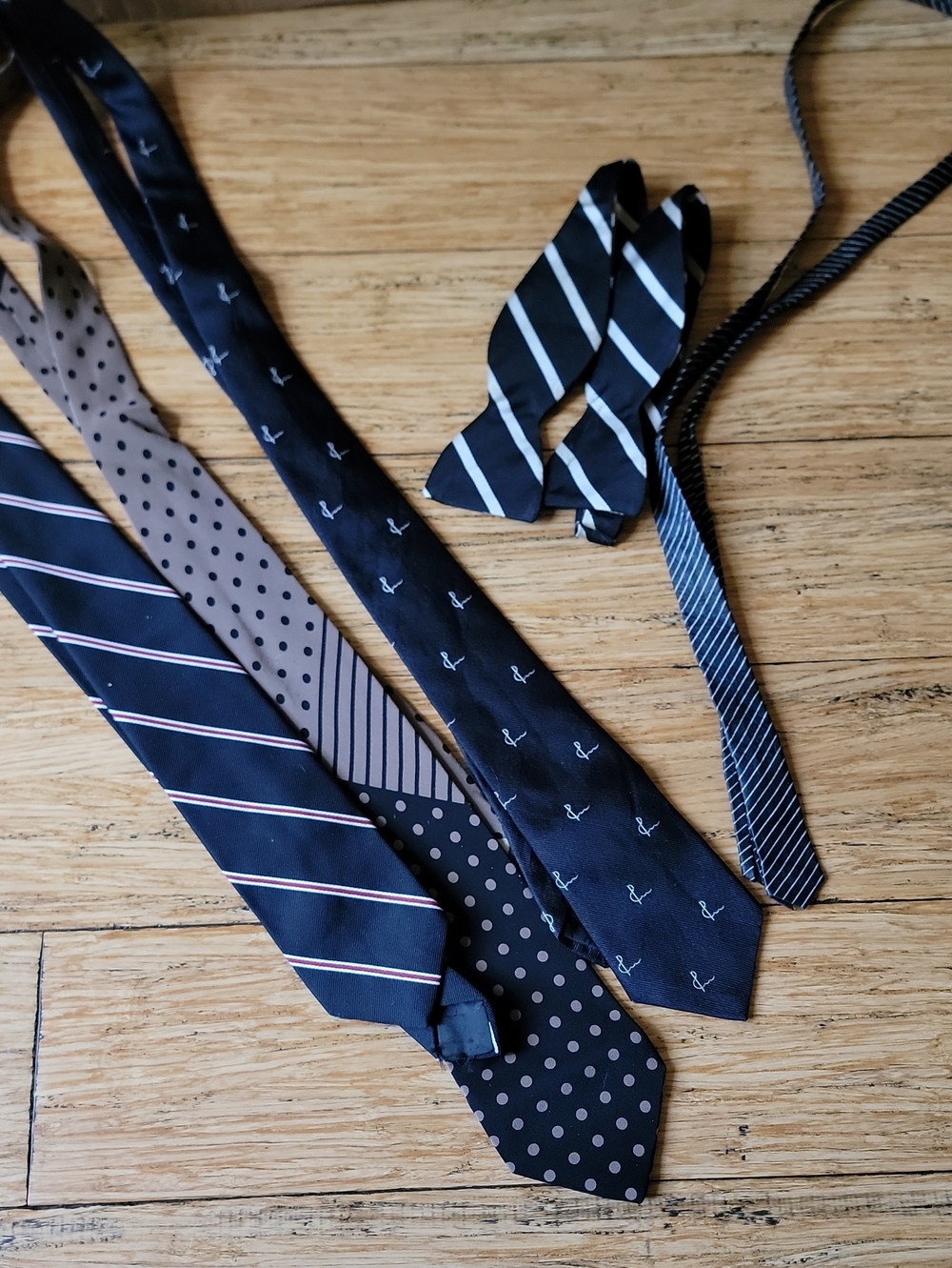 Men's Black Patterned Necktie Set — Assorted Stripe & Dot Designs